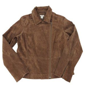 halogen collarless leather jacket